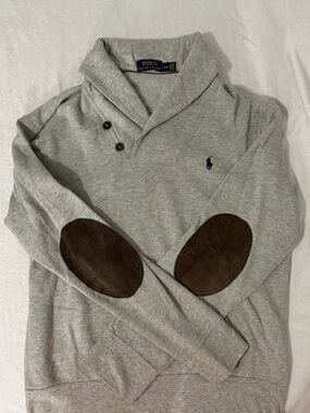 Ralph Lauren Light Gray Shawl Collar Pullover